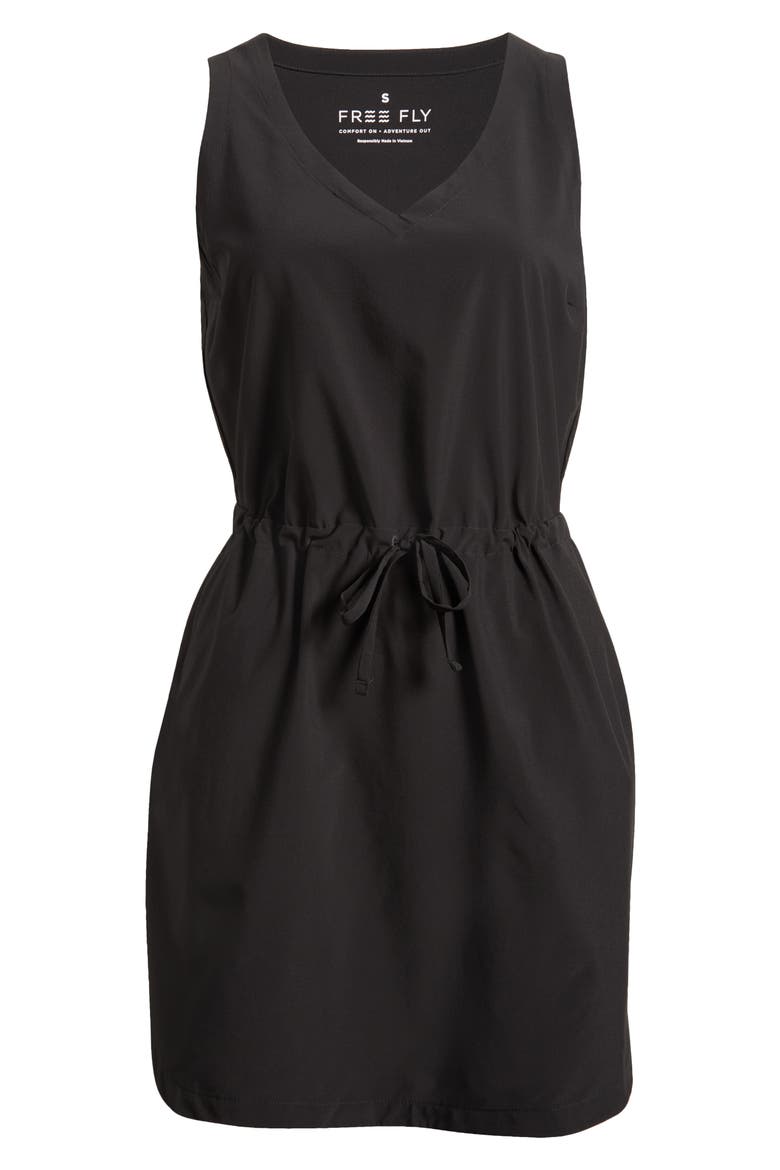 Breeze Drawstring Waist Dress, Alternate, color, BLACK