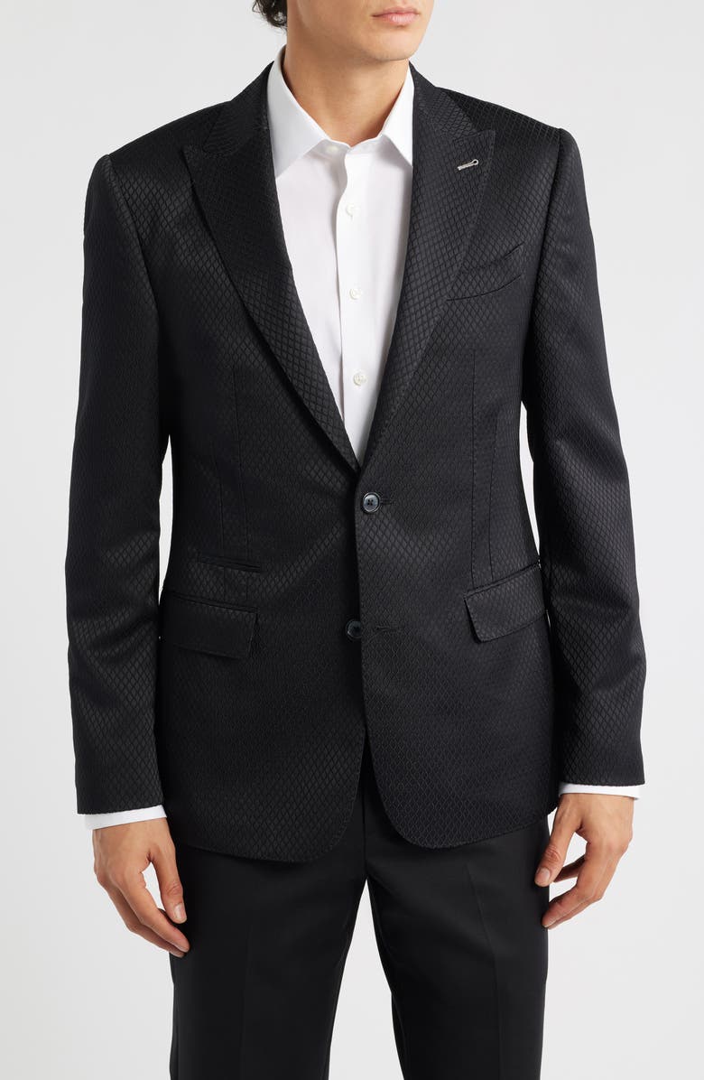 Siragusa Black Jacquard Blazer, Main, color, Black