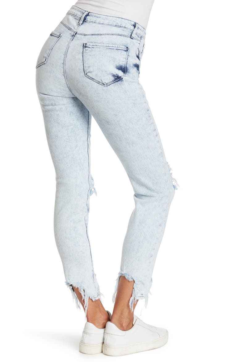 High Line Destroyed Chewed Hem Crop Skinny Jeans, Alternate, color, CALYPSO