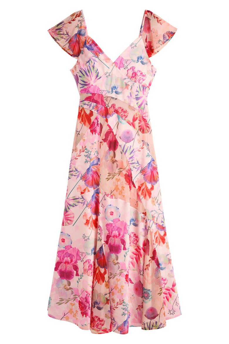 Floral Flutter Sleeve Chiffon Dress, Alternate, color, MULTI