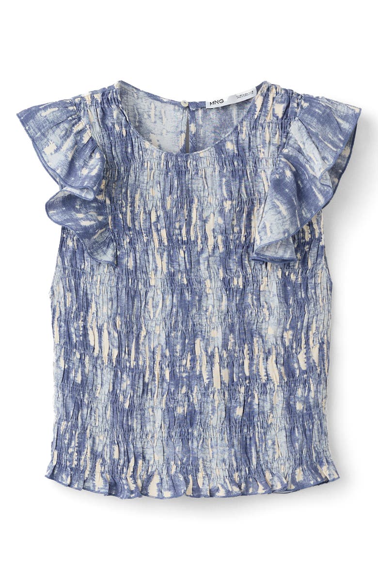 MANGO TEEN Smocked Tie-Dye Crop Top, Alternate, color, Blue