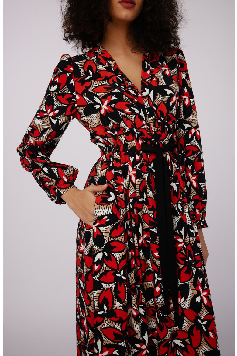 Lilo Floral Long Sleeve Maxi Dress, Alternate, color, FISHNET FLORAL RED MED