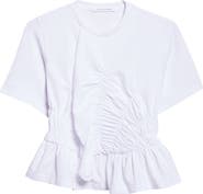 Cecilie Bahnsen Ace Smocked Jersey Peplum T-Shirt