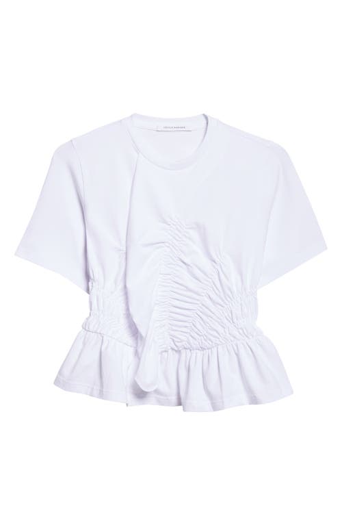 Cecilie Bahnsen Ace Smocked Jersey Peplum T-shirt In White