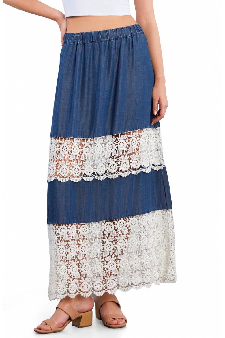Light Veil Maxi Skirt, Main, color, DENIM