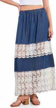 Wash Lab Denim Light Veil Maxi Skirt