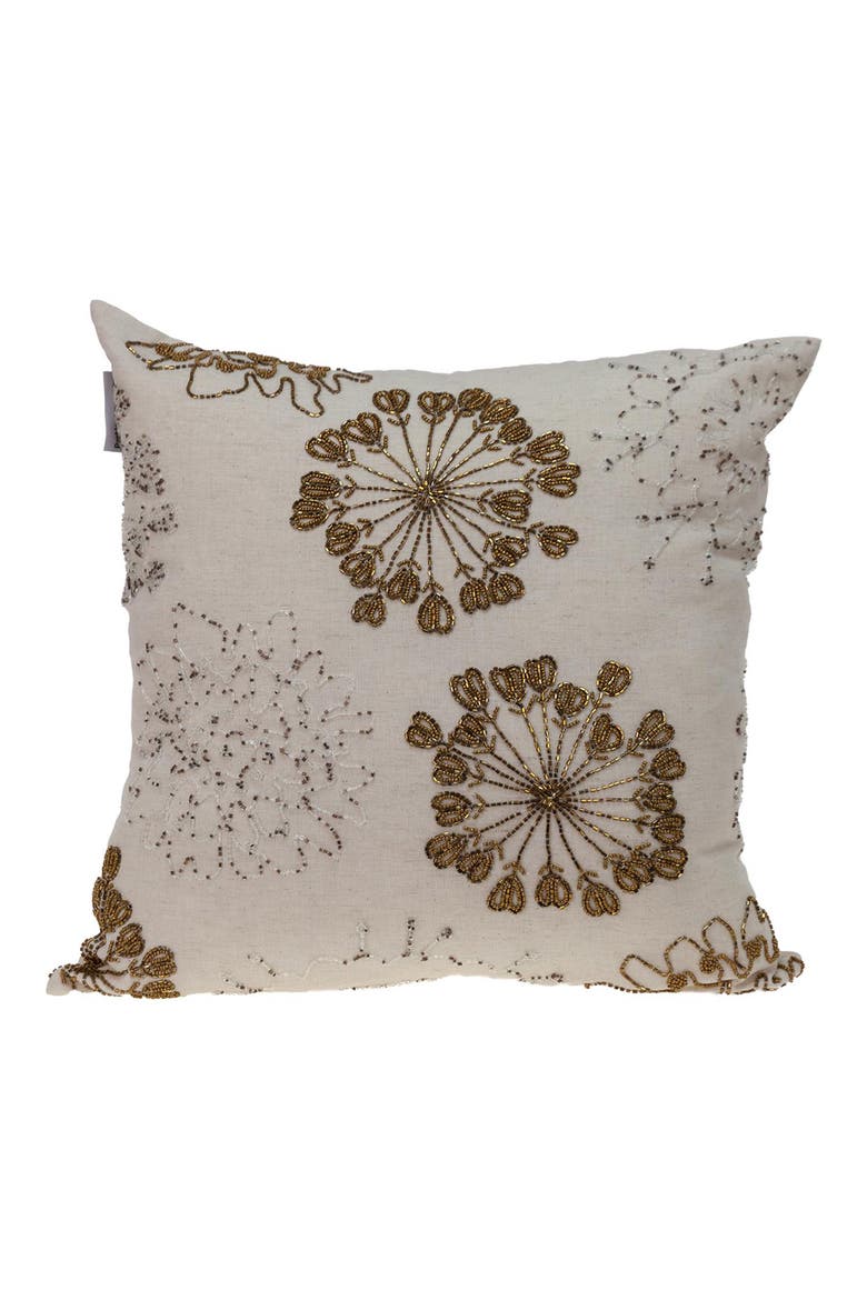 Periwinkle Beaded Accent Pillow, Main, color, BEIGE