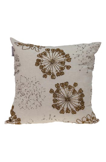 Parkland Collection Periwinkle Beaded Accent Pillow In Beige