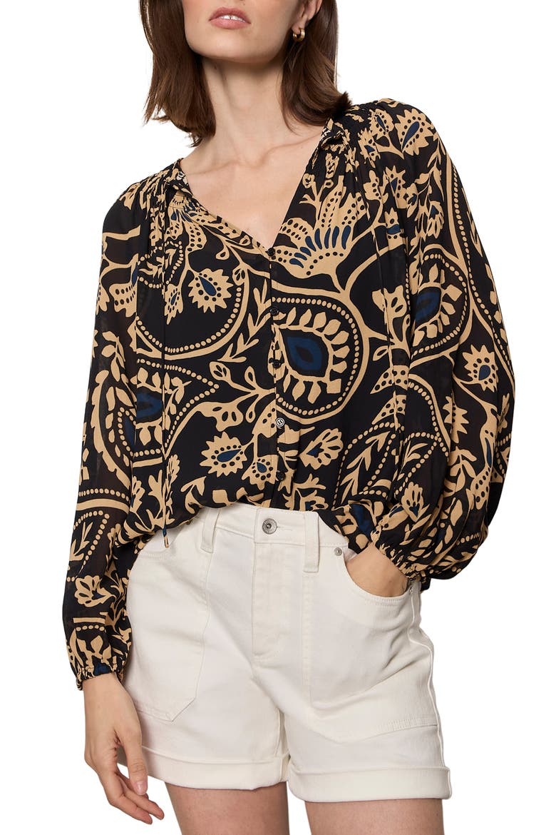 Let it Happen Button Blouse, Main, color, SHAPESHIFT BLACK