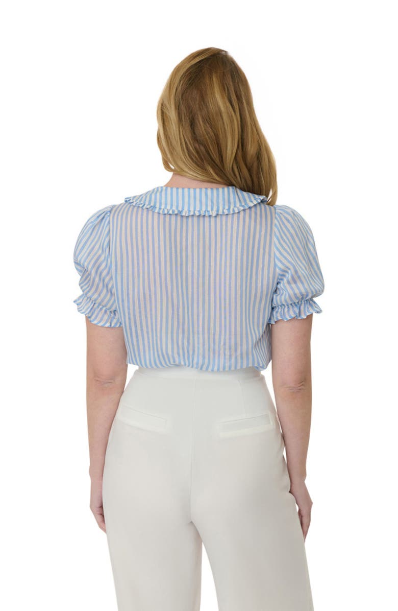Smak Parlour 1960s Puff Sleeve Blouse, Alternate, color, Blue & White Stripe