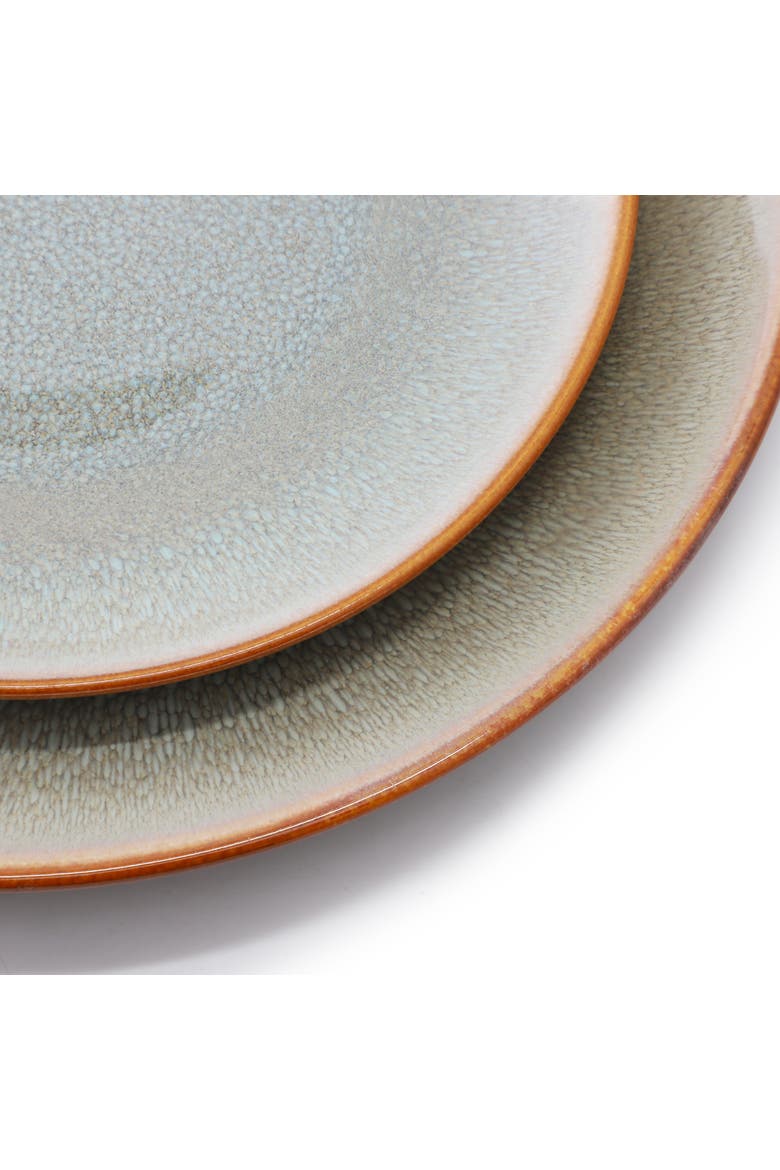 18 Piece Round Stoneware Dinnerware Set in Light Blue, Alternate, color, Blue