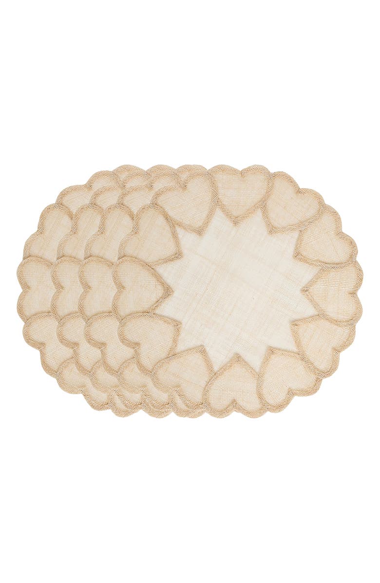 Juliska Natural Heart Set of 4 Placemats, Main, color, Natural