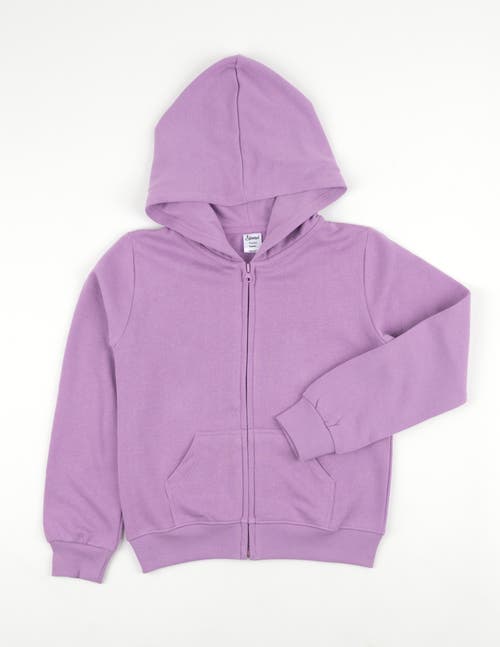 Leveret Kids Zip-up Sweatshirt Hoodie, Cotton Blend, Solid Colors In Purple