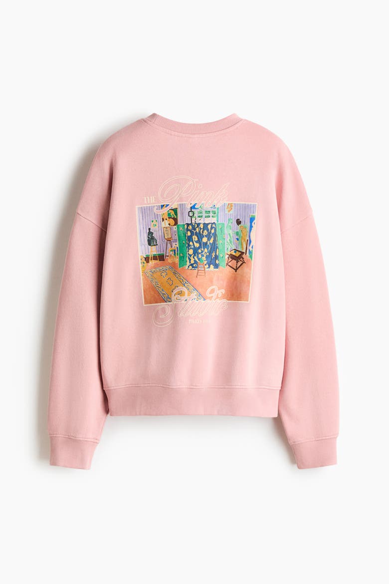 Oversized Print-motif Sweatshirt, Alternate, color, Pink/Matisse