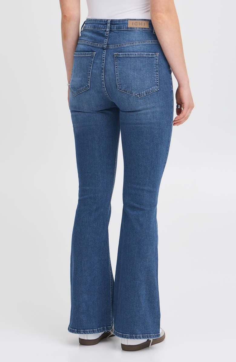 ICHI Twiggy Flared HIgh Waist Jeans, Alternate, color, Medium Blue