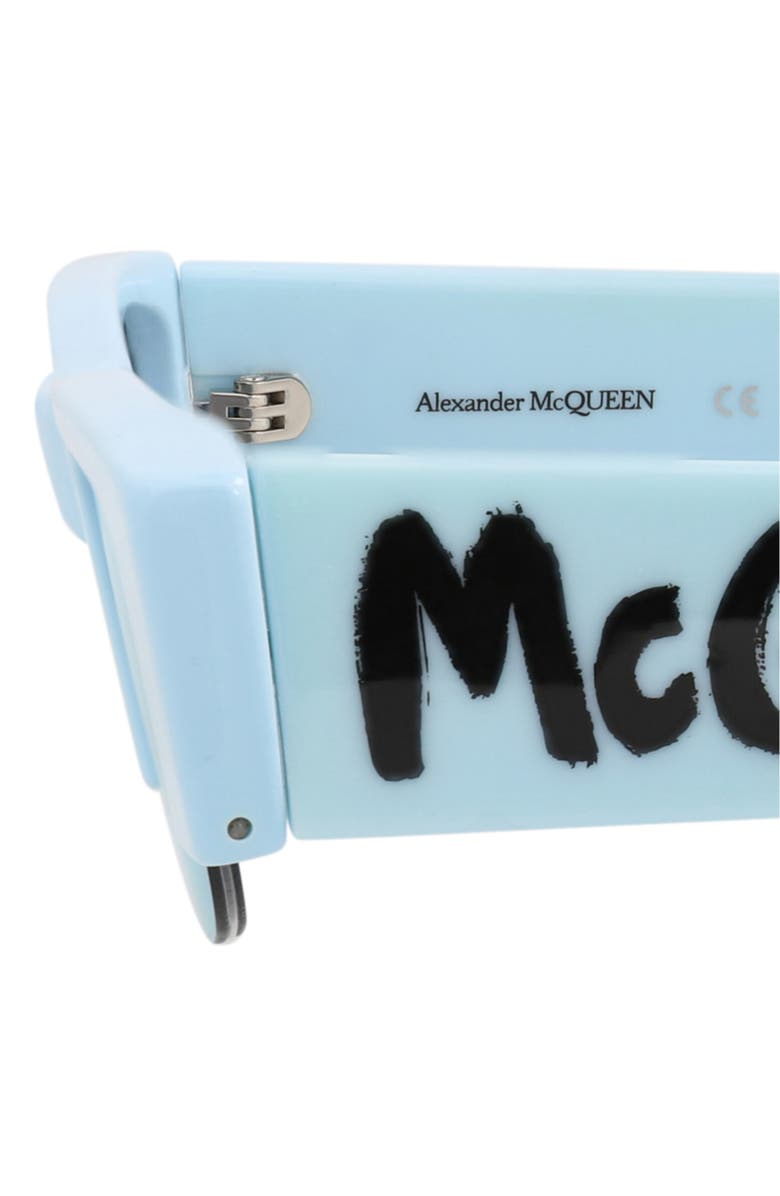 McQueen 54mm Half Rim Rectangular Sunglasses, Alternate, color, Light Blue