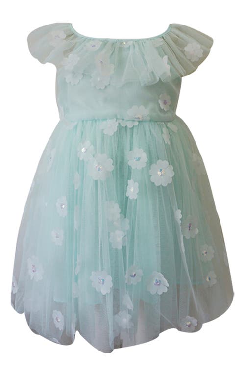 Popatu Kids' 3d Floral Party Dress In Green