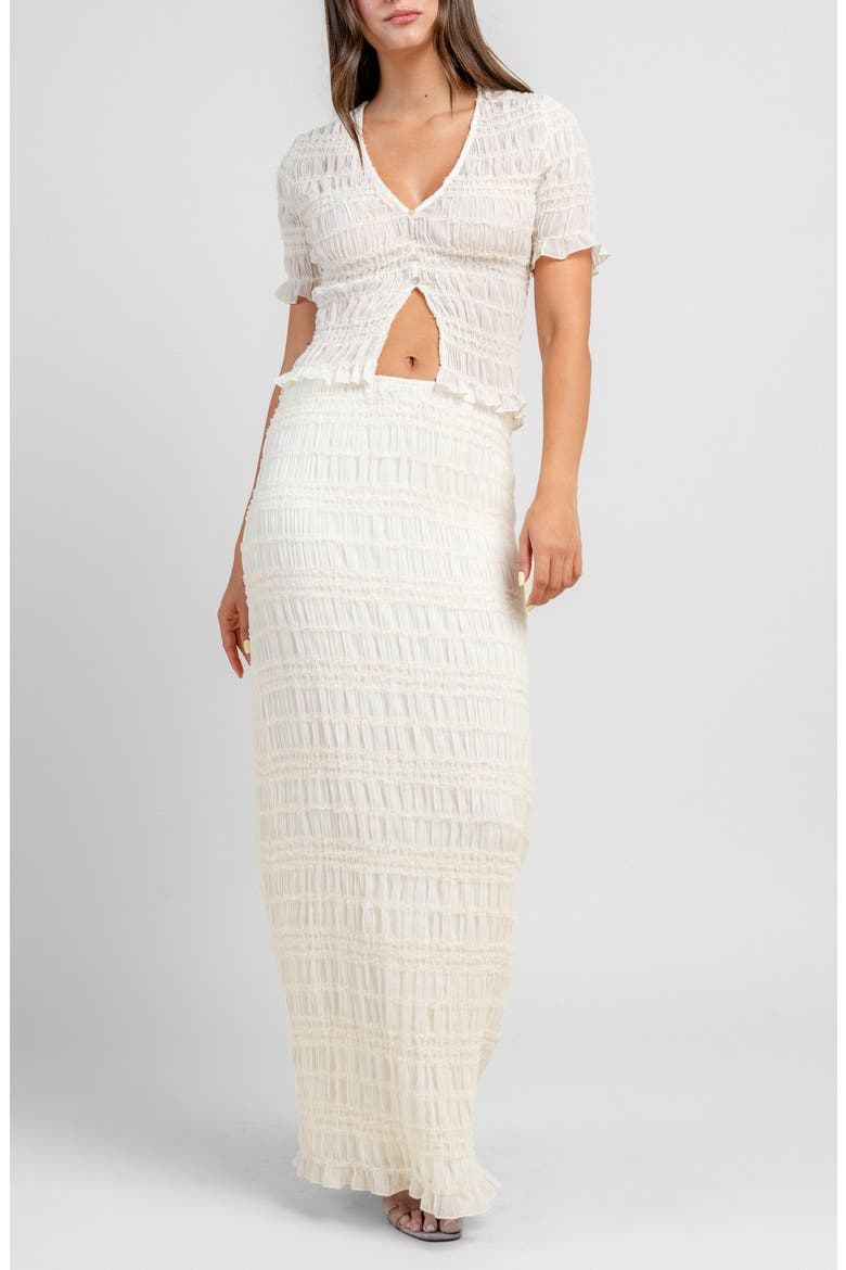 Ruched Top & Maxi Skirt Set, Main, color, IVORY