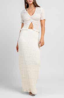 Beivy Ruched Top & Maxi Skirt Set
