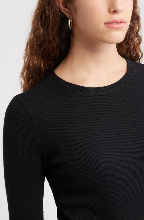 Treasure & Bond Long Sleeve Cotton Blend Rib T-shirt In Black