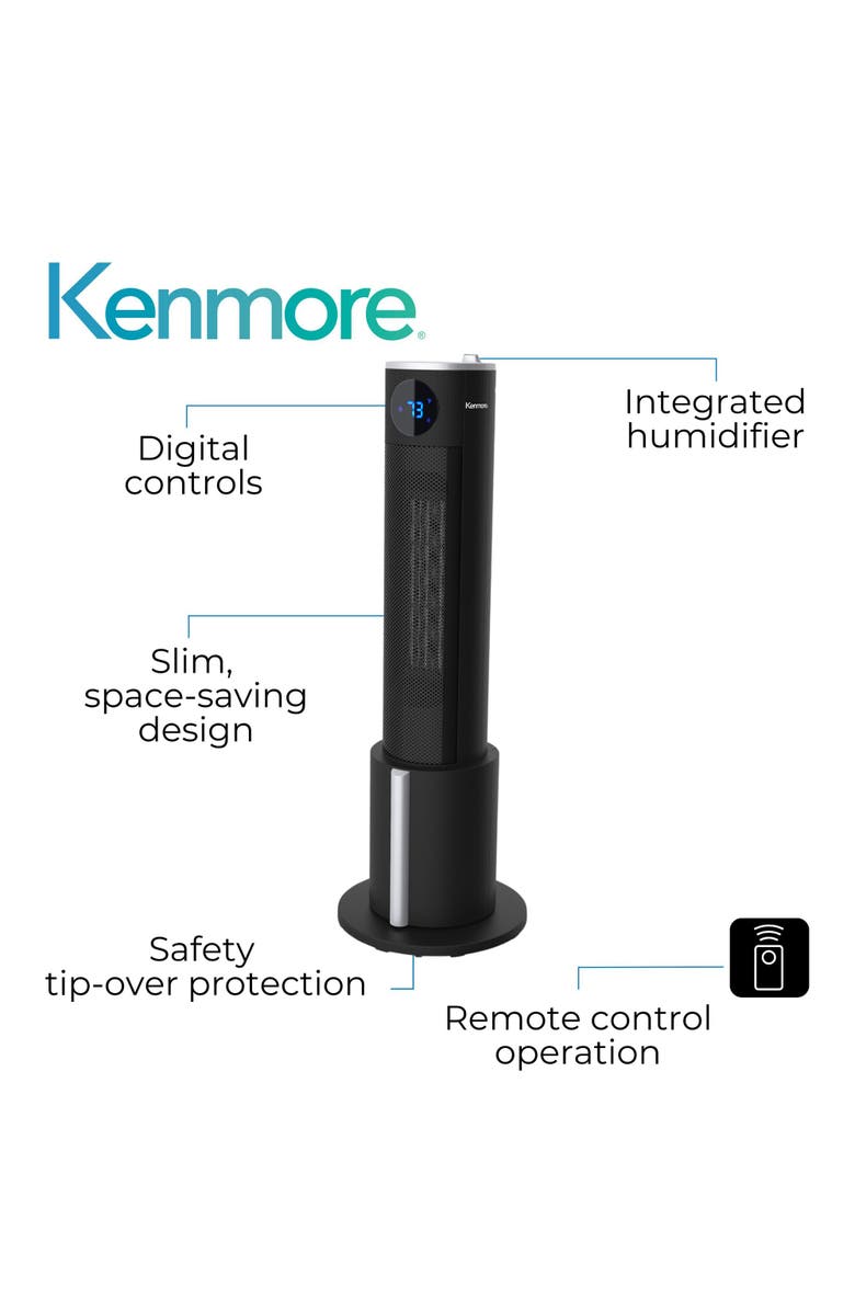 Kenmore 2 In 1 29 Inch Black Tower Space Heater and Humidifier, Alternate, color, Black