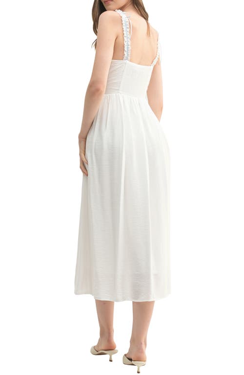 Lush Lace Trim Corset Midi Dress In White Blue