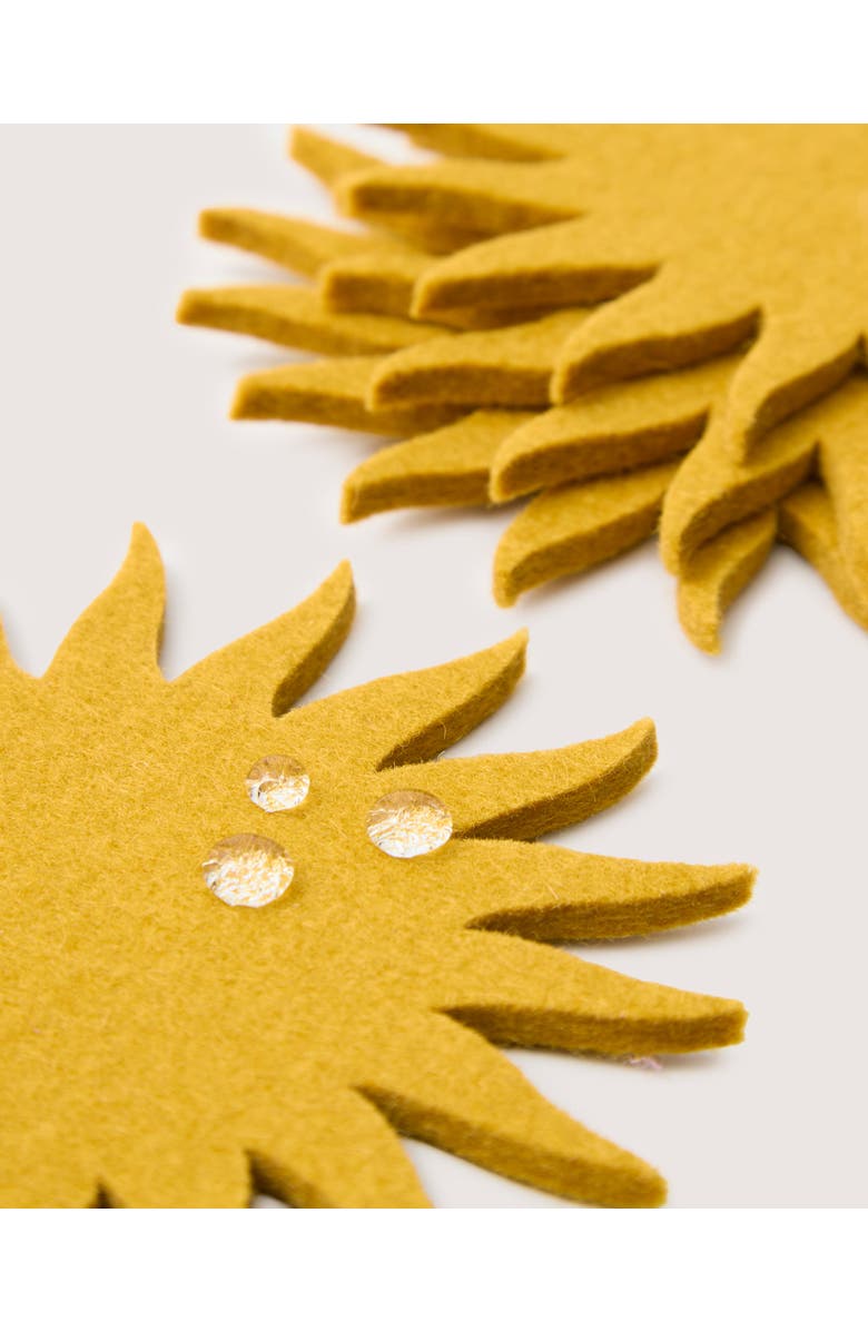 Graf Lantz Merino Wool Sunburst Coaster Solid 4 Pack, Alternate, color, Dijon