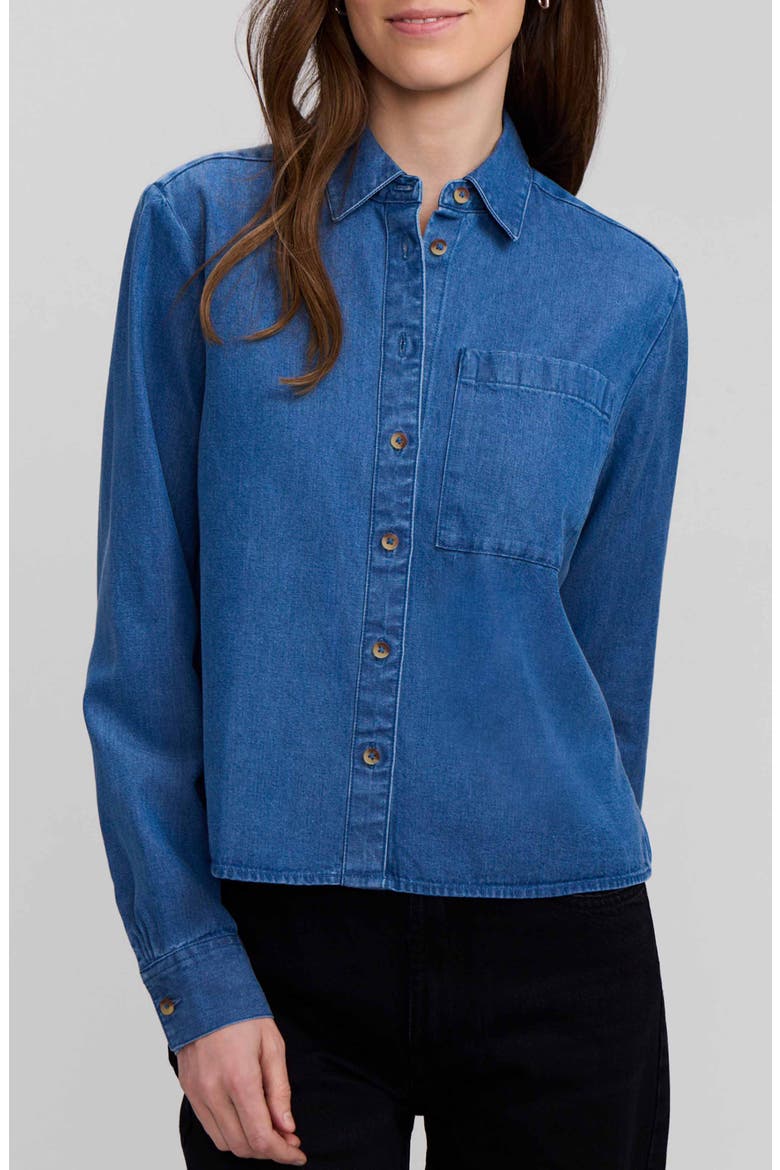 Jodie Denim Button-Up Shirt, Main, color, MEDIUM WASH BLUE