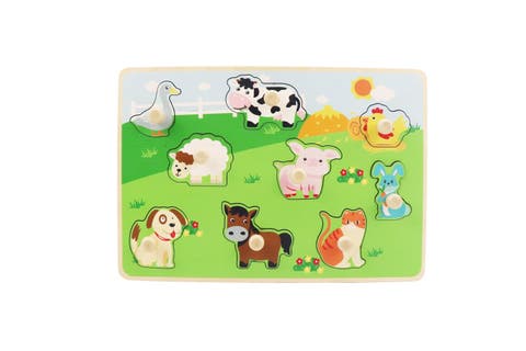 Farm Animal Peg Puzzle comes with 10-Pieces, Features Cows, Chickens, Ducks, Horses, & More