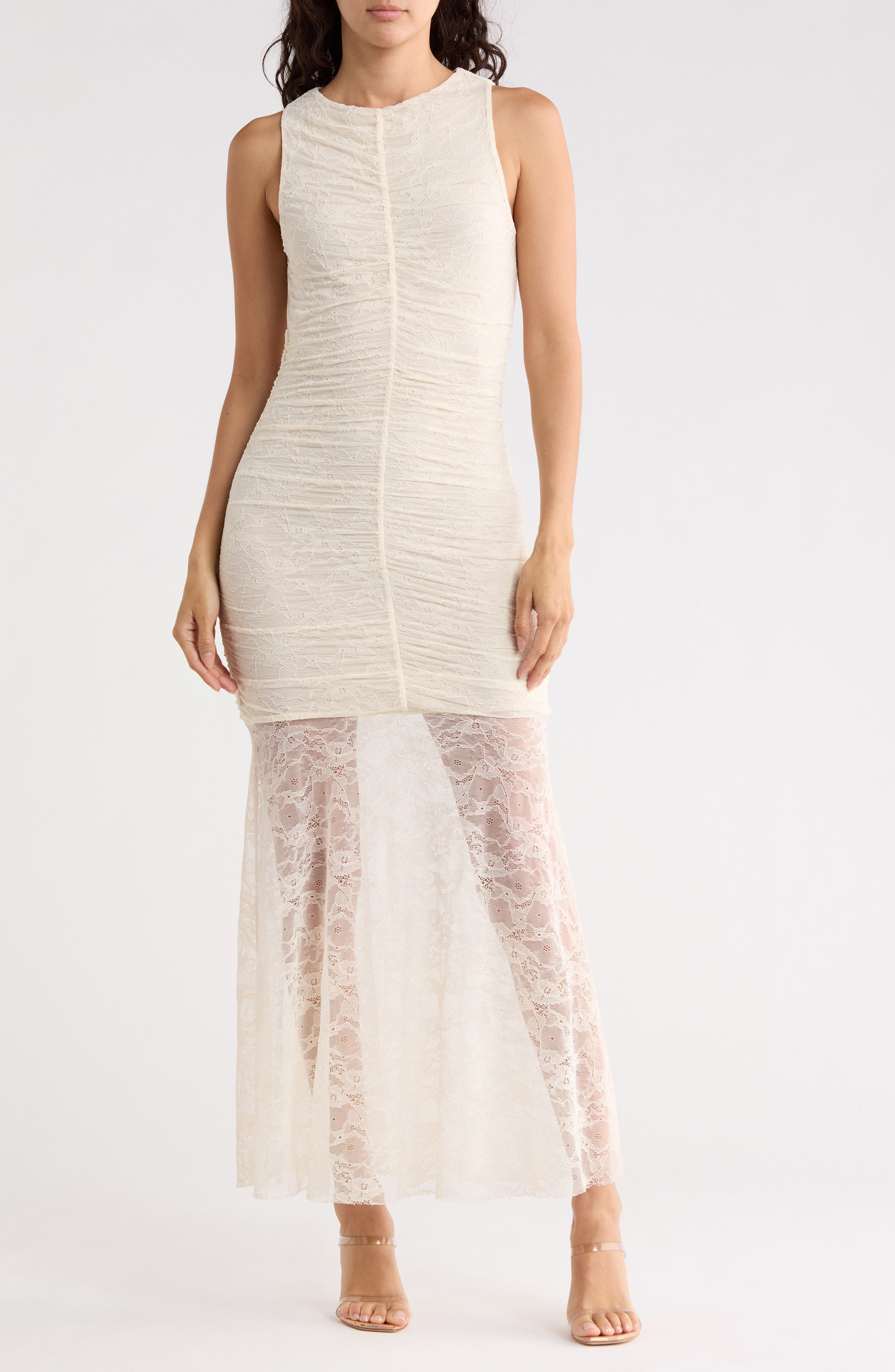 Ruched Lace Maxi Dress - image 3
