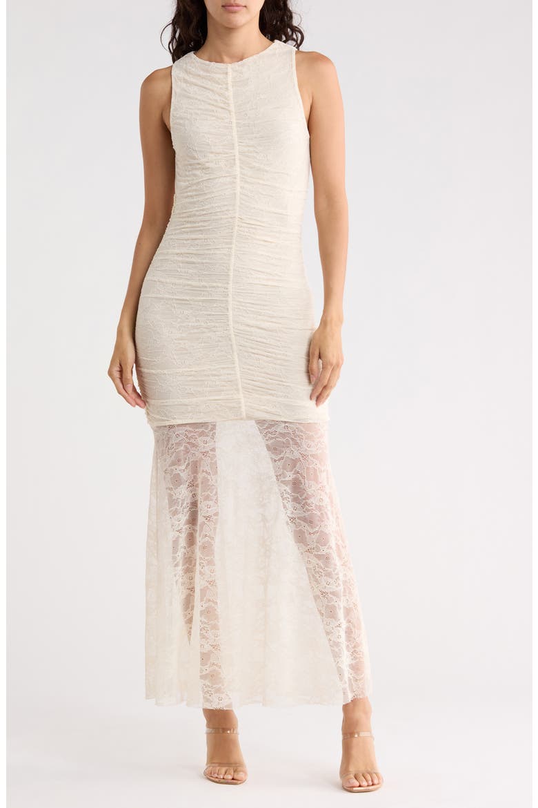 Ruched Lace Maxi Dress, Main, color, IVORY