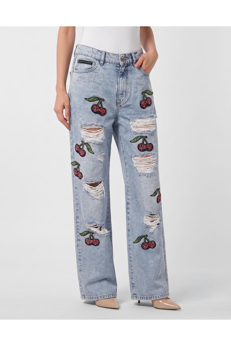 Skater Fit Jeans Cherrylicious Women, Main, color, Sky Wash