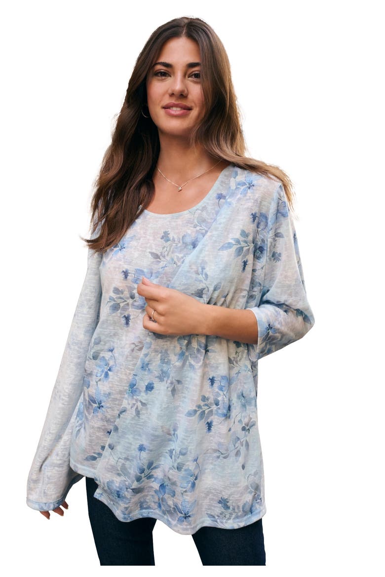 Printed 2 Piece Tank And Cardigan Set, Main, color, BLUE WATERCOLOR FLORAL