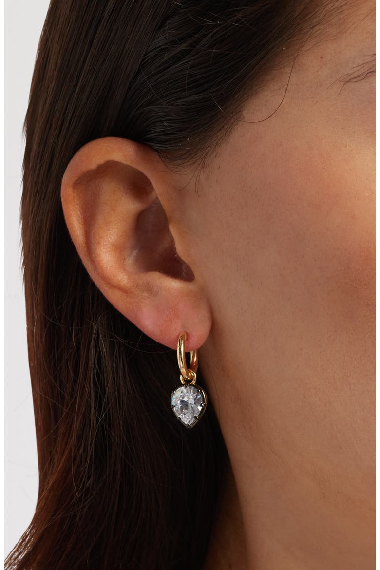 Georgian Charm Hoop Drop Earrings, Alternate, color, CLEAR- BLACK- GOLD