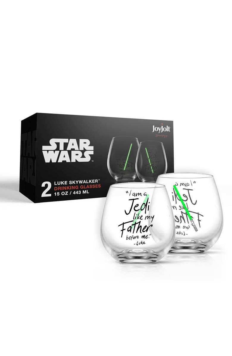 JoyJolt Set of 2 Star Wars<sup>™</sup> Luke Skywalker<sup>™</sup> Crystal Stemless Glasses, Main, color,