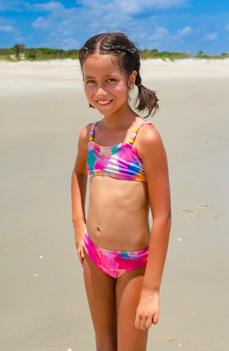 Limeapple Watercolor Printed Bikini, Alternate, color, Multicolor