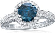 SOUZANA by Suzy Levian 14K White Gold 1.48ct Blue Diamond & 0.64cttw Diamond Ring