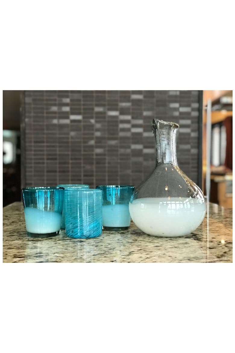 Handblown Glass Carafe - White Base, Alternate, color, WHITE