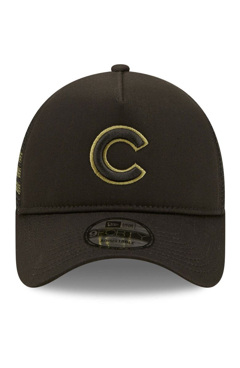 New Era Men's New Era x Alpha Industries Black Chicago Cubs A-Frame 9FORTY Trucker Snapback Hat, Alternate, color, 