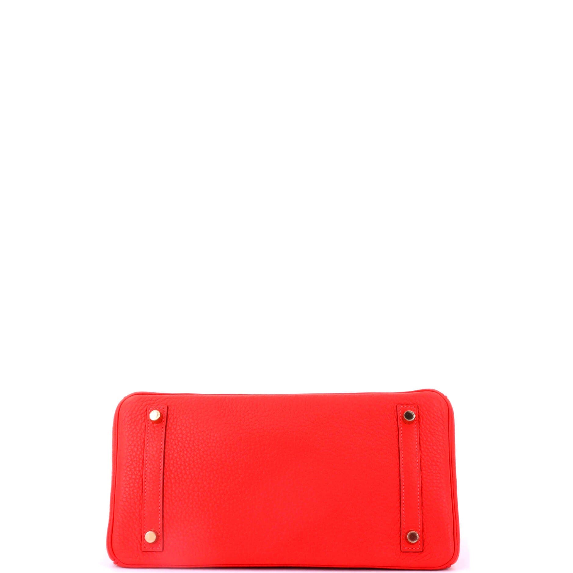 Pre-Owned Hermes Birkin Handbag Red Clemence with Gold Hardware 30, Alternate, color, 