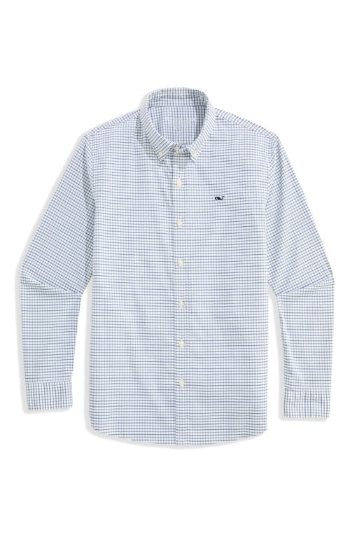 Vineyard Vines Kids' Wauwinet Tattersall Check Performance Cotton Blend Button-down Shirt In Blue