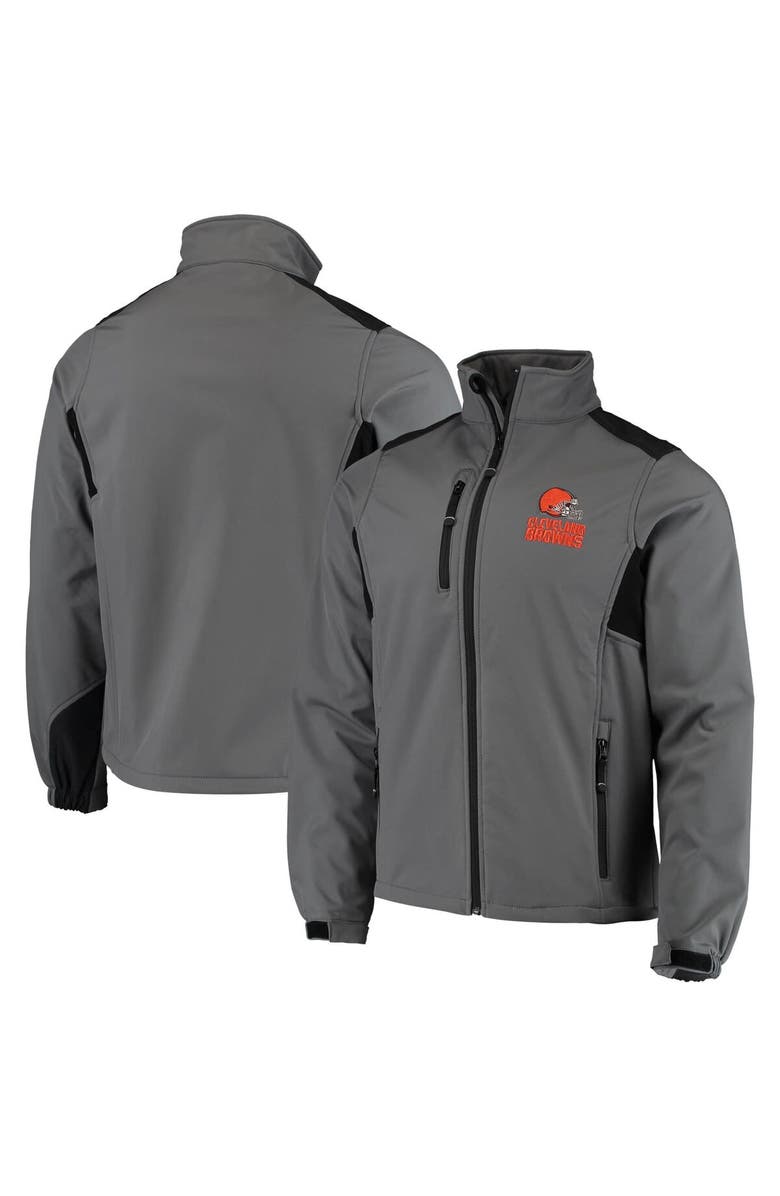 DUNBROOKE Men's Dunbrooke Charcoal Cleveland Browns Circle Softshell Fleece Full-Zip Jacket, Main, color, Charcoal