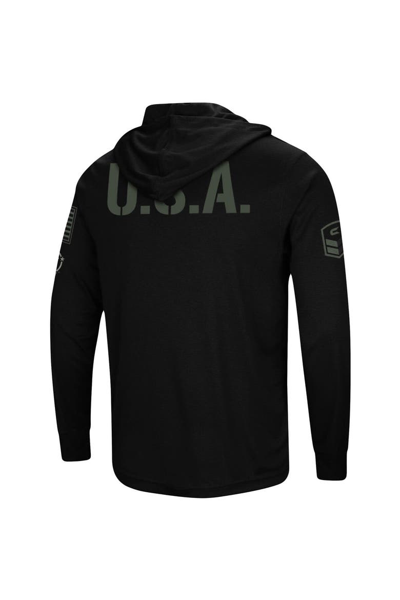 Men's Colosseum Black Ole Miss Rebels OHT Military Appreciation Hoodie Long Sleeve T-Shirt, Alternate, color, Black