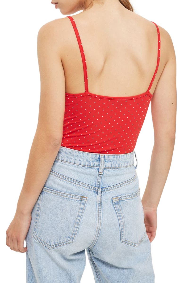 Topshop Polka Dot Bodysuit, Alternate, color, 