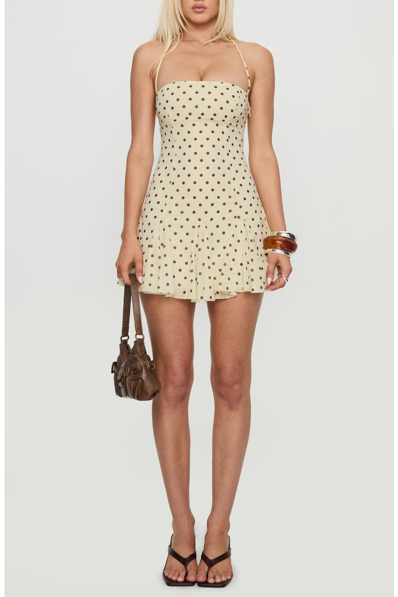Delamere Dot Halter Minidress, Main, color, YELLOW/ BROWNPOLKADOT