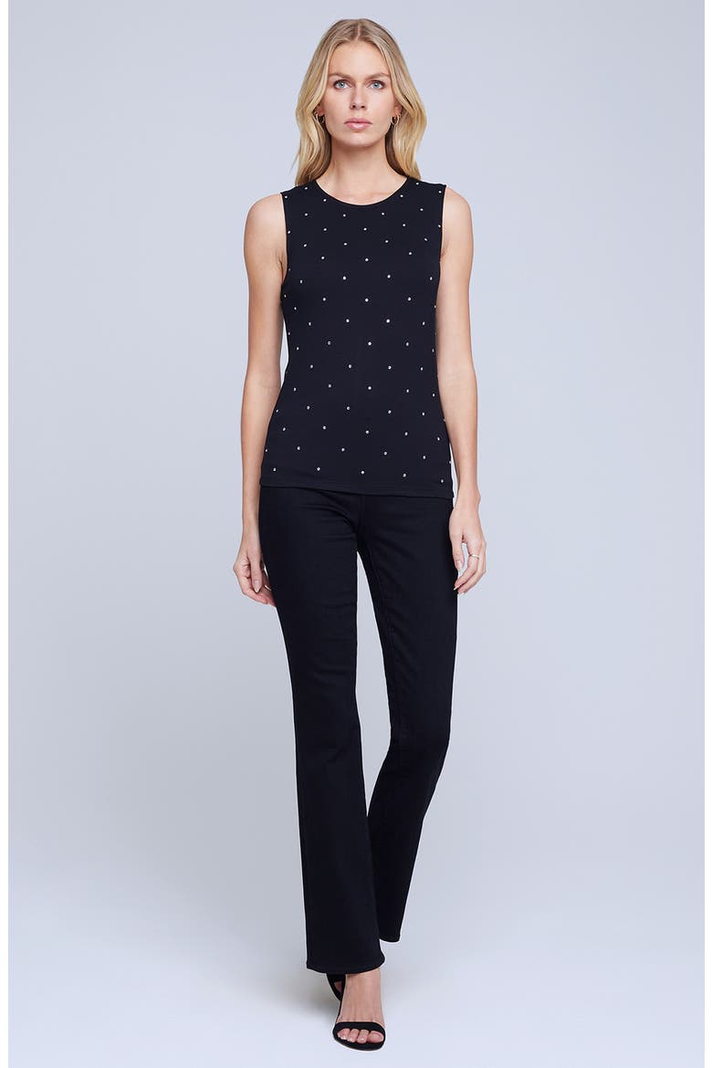 Shelly Rhinestone Embellished Tank Top, Alternate, color, BLACK