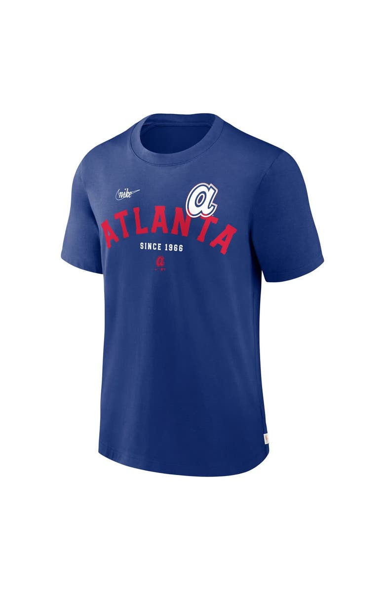 Nike Men's Nike  Royal Atlanta Braves Cooperstown Collection Rewind Slogan T-Shirt, Alternate, color, 