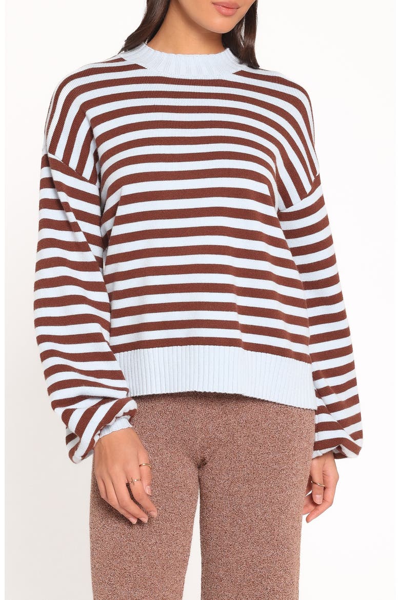 Dominica Striped Crewneck Sweater, Main, color, BLUE CHOCOLATE STRIPE