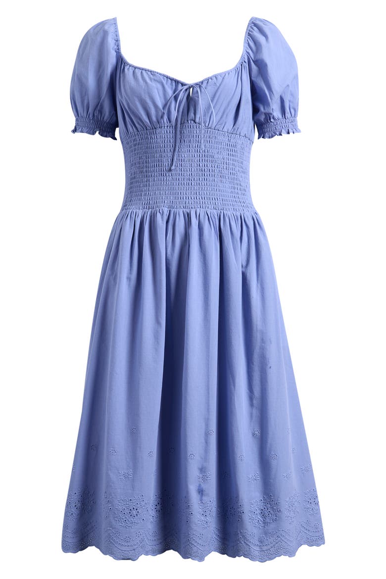 x Hannah Lovey Porter Dahlia Eyelet Detail Cotton Dress (Nordstrom Exclusive), Alternate, color, CHAMBRAY