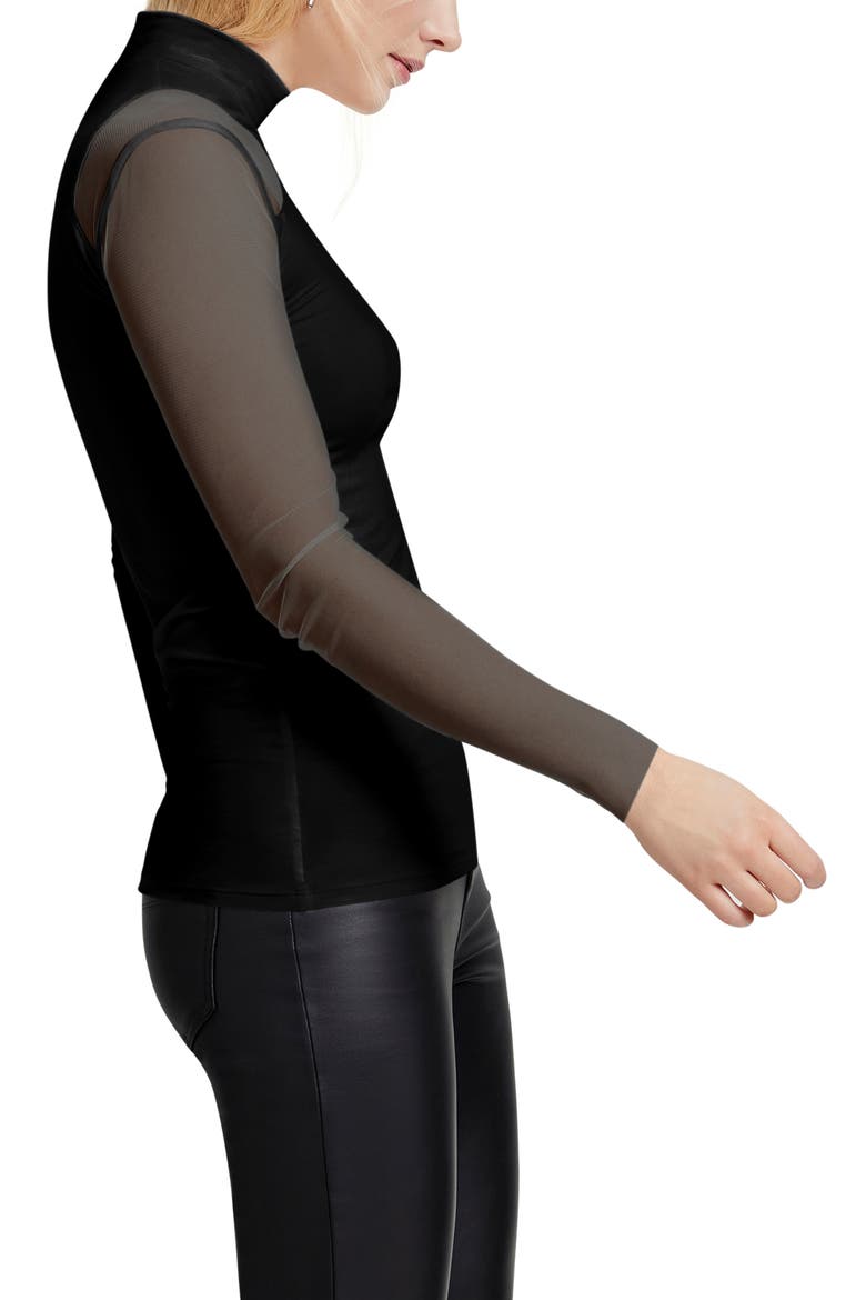 Ysabel Mesh Panel Jersey Top, Alternate, color, BLACK